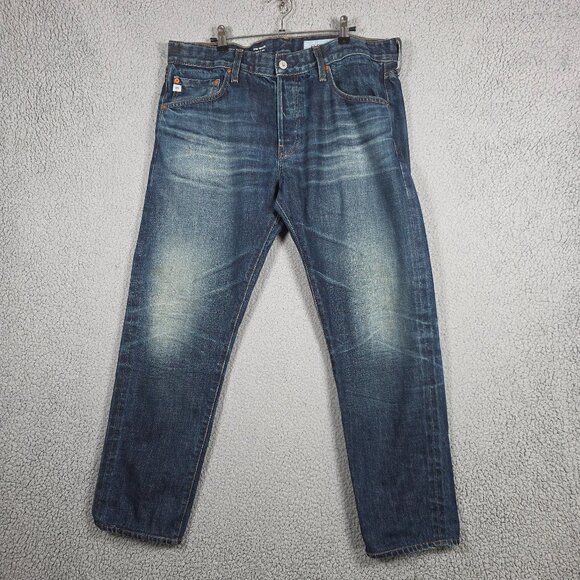 Adriano Goldschmied The Tellis Jeans Men 36R Medium Wash Slim Straight Selvage - Picture 1 of 13